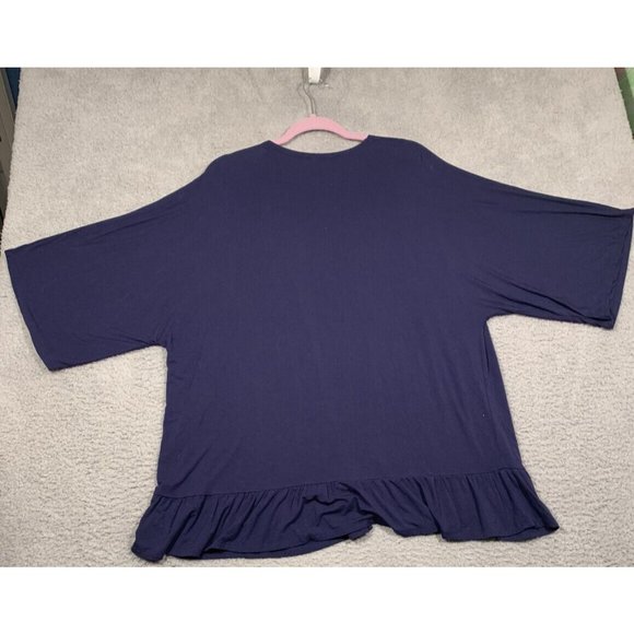 Soma Blue Cardigan Ruffle Hem Short Sleeve Rayon Blend Soft Small S - Picture 6 of 6